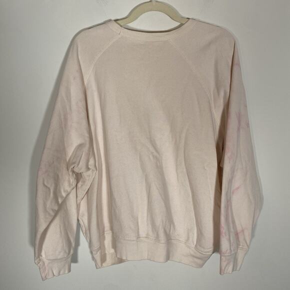 MOTHER THE BIGGIE CONCERT Sweatshirt Womens Cream Pink Size‎ Large Crew Neck - Picture 2 of 13